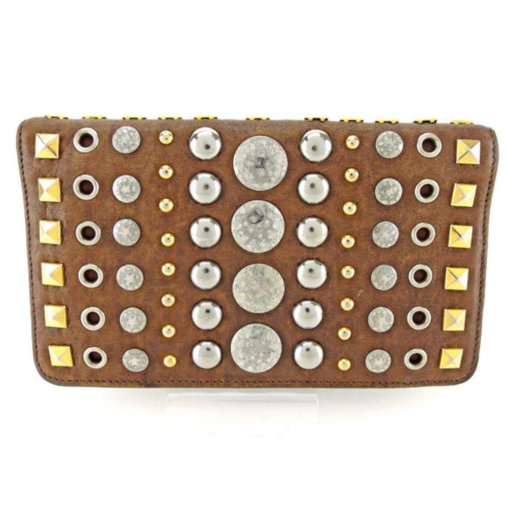 Miu Miu Long Wallet Studded Brown L1401s - image 2